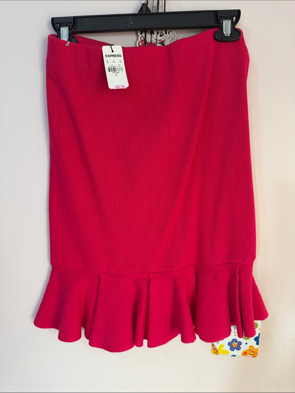 Express Pink Ruffle-Hem Mini Skirt